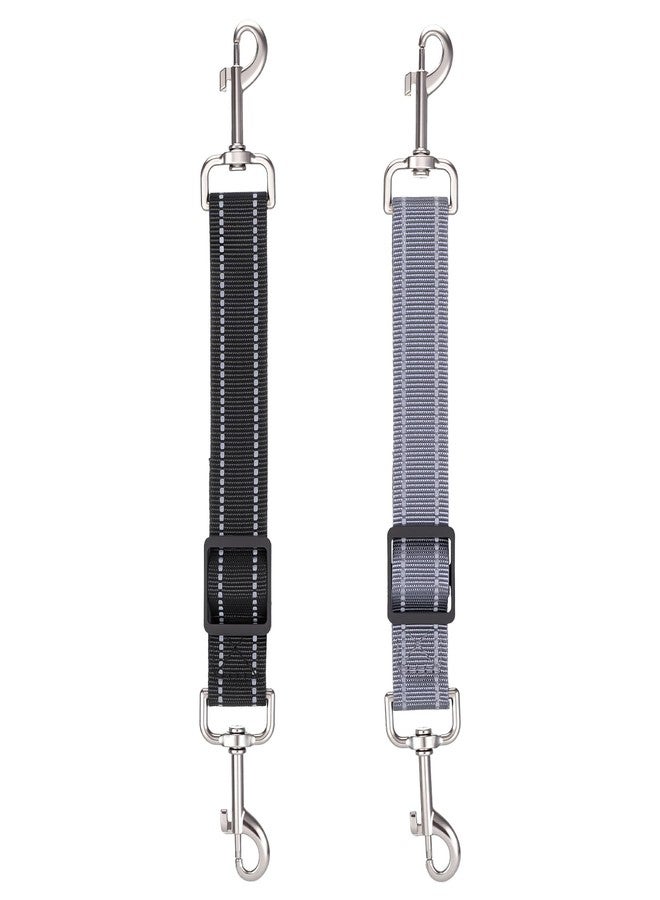 ElevateTech 2Pcs Dog Collar Safety Clip, Adjustable Double Ended Backup Clasp Leash Connector Gentle Leader Suitable Dog Harness Small Dogs Collar Walking Running Training Travel (Black Gray) - Image 1